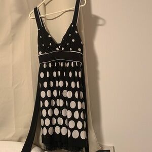 Speechless Babydoll Black and White Polka Dot Dress